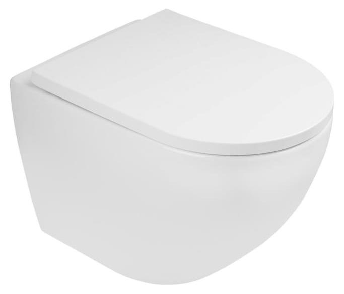 OLTENS Hamnes Stille Tiefspül-Wand-WC PureRim 35,5 x 52 cm, Set mit WC-Sitz, mit SmartClean