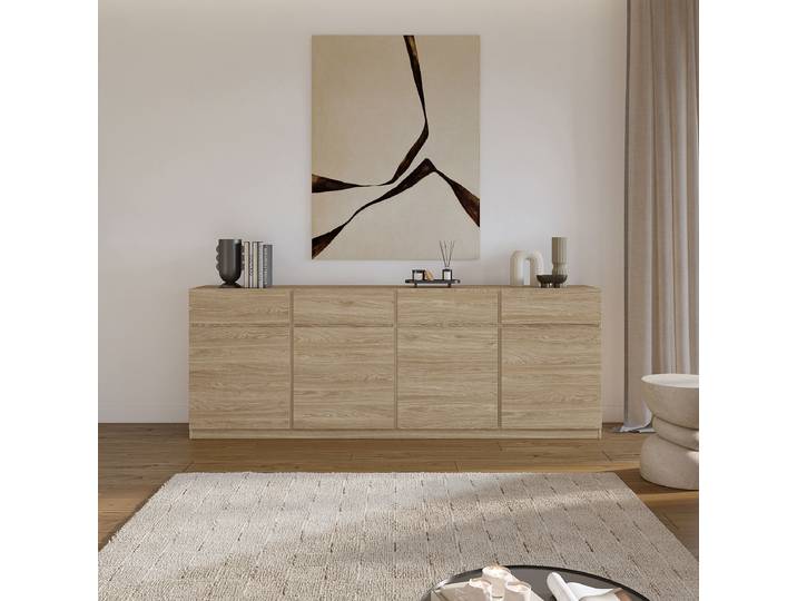 Buffet 225cm Bois/Marron/Imitation chêne