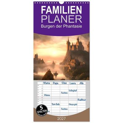 Familienplaner 2027 - Burgen der Phantasie mit 5 Spalten (Wandkalender, 21 x 45 cm) CALVENDO