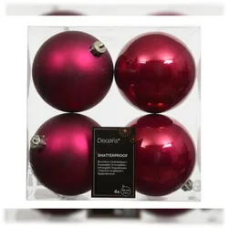 Christmas Decorations 4 Weihnachtskugeln 10cm Kunststoff klassisch & bruchsicher Christbaumkugeln Weihnachtsbaumkugeln Christbaumschmuck Weihnachtsbaumschmuck Festlich Rosa
