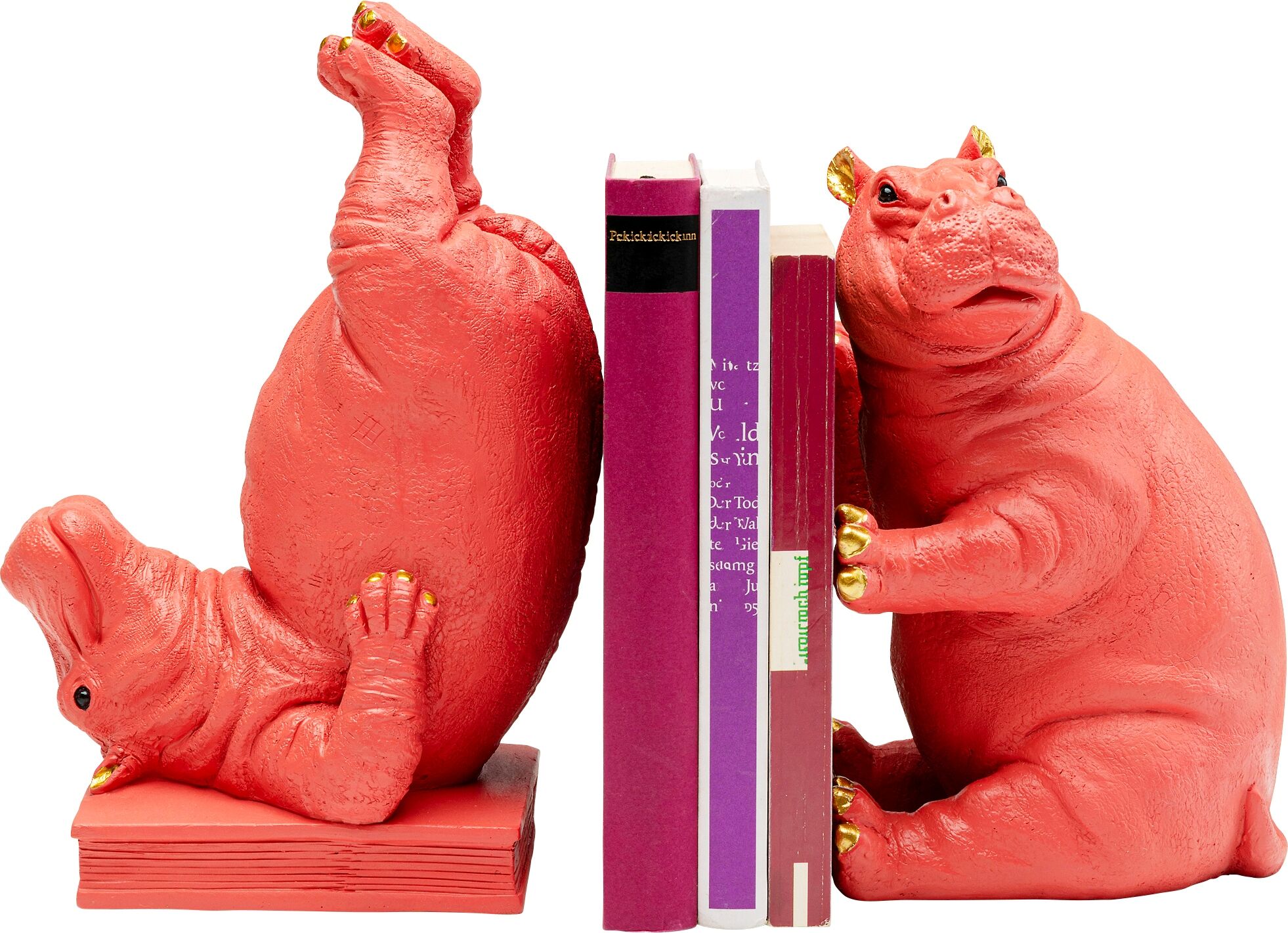 Buchstütze KARE DESIGN "Hippo Pink", rot (pink), B:18,5cm H:25,7cm T:13,5cm, Polyresin, Buchstützen, Buchstütze, aus Polyresin pink Einheitsgröße