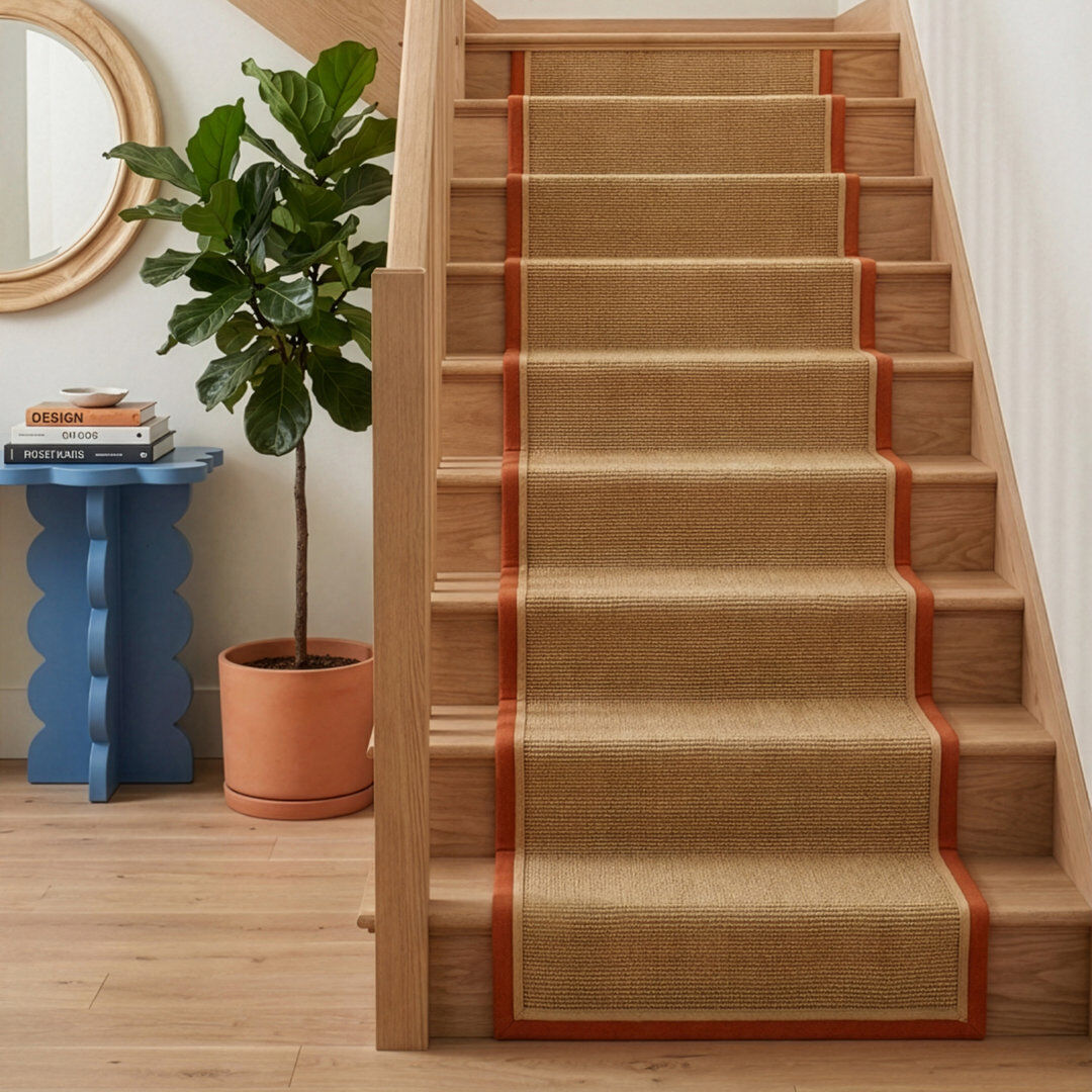 Ebern Designs Stair Runner Sadina Boucle Linen Sage Stair Runner 67 x 800 cm