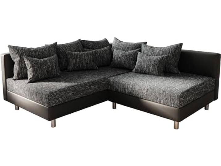 DELIFE Eckcouch Clovis Schwarz Ottomane Links Ecksofa Modulsofa