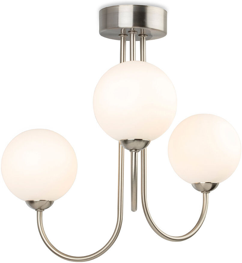 Firstlight 3 - Light Shaded / Spider Chandelier Brushed Steel 33cm H X 33cm W X 33cm D