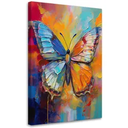 LEINWANDBILD Schmetterling auf farbigem Hintergrund 80x120cm