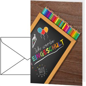 itenga Einladungskarten 33101501, für Einschulung, 105 x 148 mm (A6), Klappkarten, 12 Stück