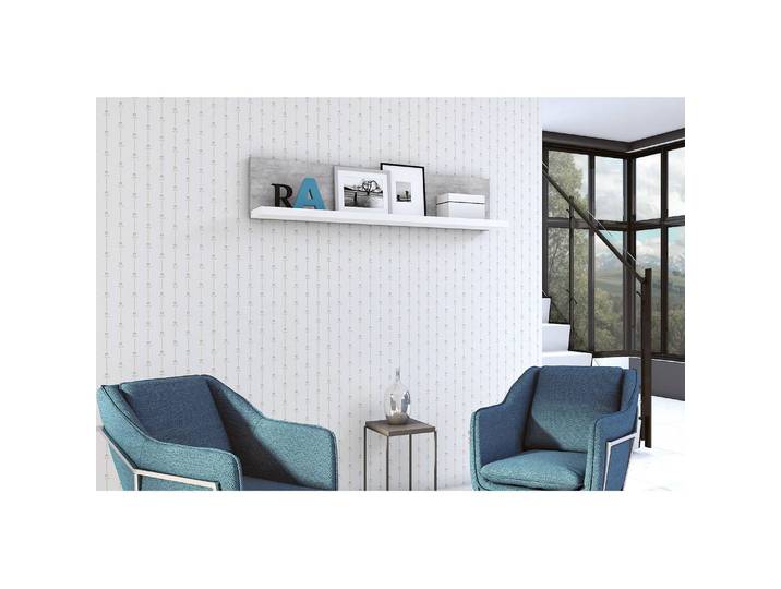 Wandboard Spanplatte, foliert Weiß/Weiß/Beton Dekor 150 x 32 x 24cm