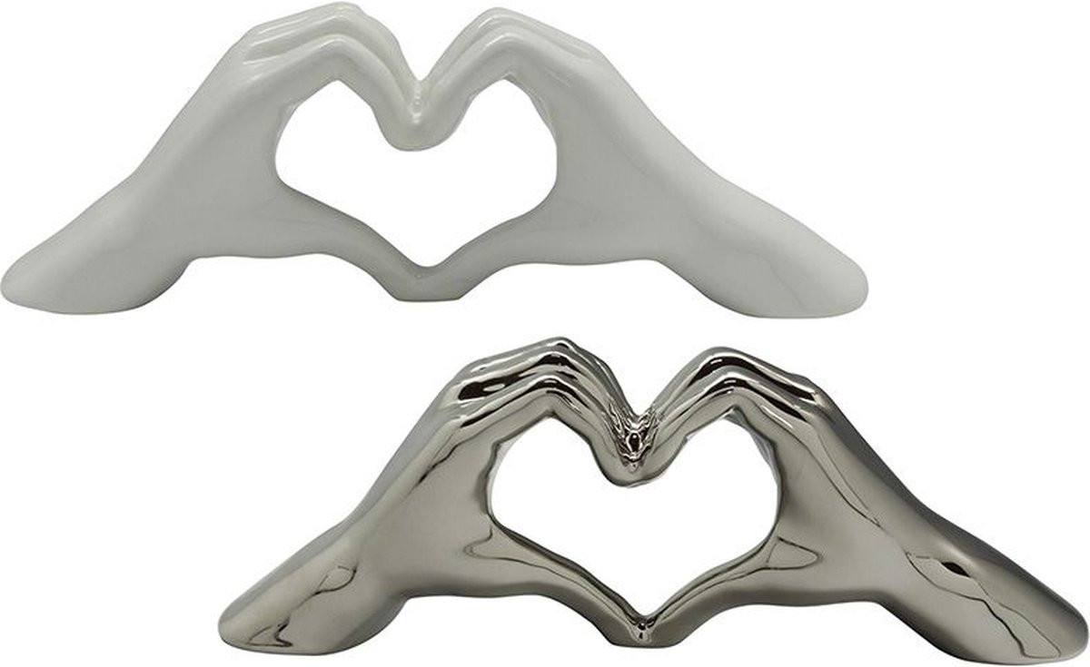 Gilde Handwerk Love Sign Hands Beeld Sculptuur - Zilver - Polyresin