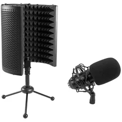 OMNITRONIC Set MIC CM-78MK2 Großmembran-Kondensatormikrofon + AS-04 Tisch-Mikrofon-Absorbersystem