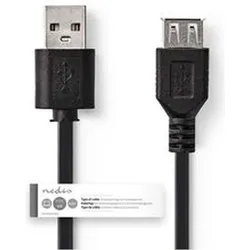Nedis USB 2.0-Kabel A-Stecker (3 m, USB 2.0), USB Kabel