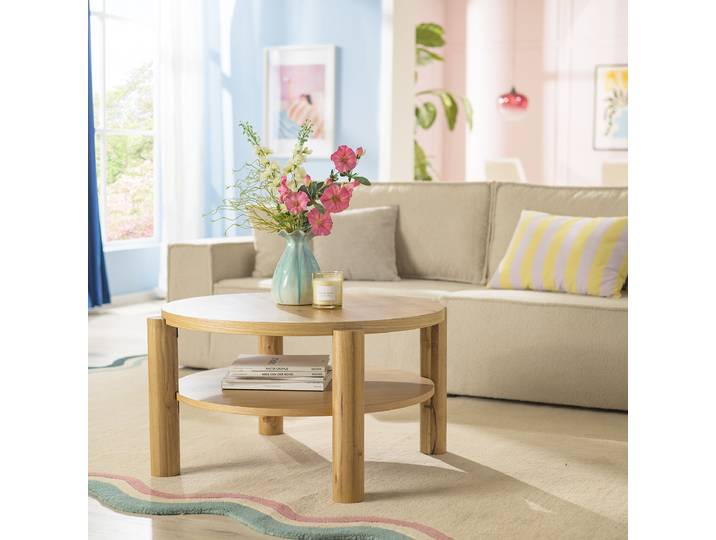 Table basse KAKARAO Ø 80cm Marron/Chêne