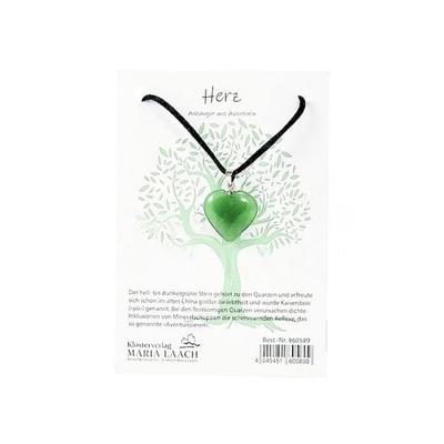 Halsanhänger Herz Aventurin, 2 cm, mit Schnur auf Kärtchen