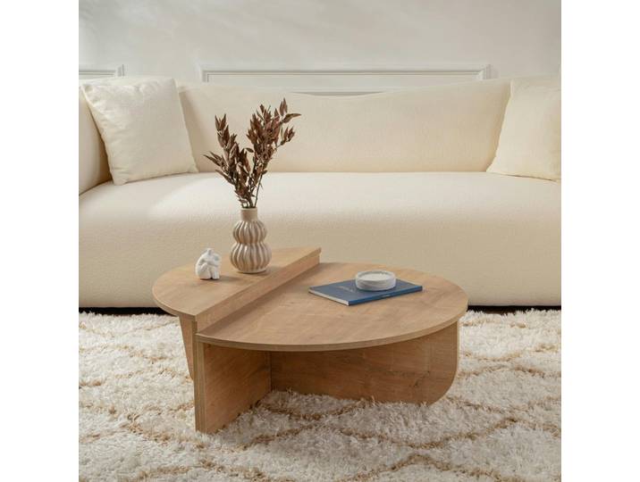 Table basse ronde modulable 2 hauteurs MARFA - Chêne