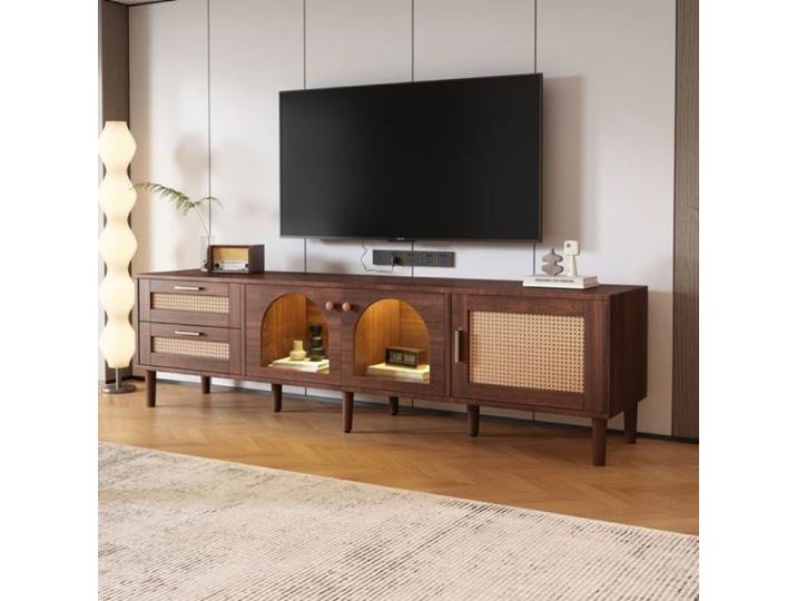 Meuble TV design 180 cm marron pour TV 80