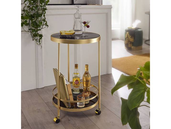 Chariot de service Gueder Ø 45cm Doré