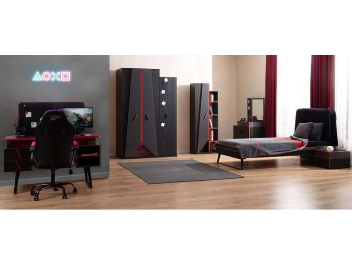JVmoebel Jugendzimmer-Set Moderne Kinderzimmer Garnitur in Holzoptik mit viel Stauraum, (Bett), Made in Europa