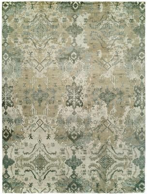 KALATY Transitional Beige Hand-Knotted Viscose Area Rug