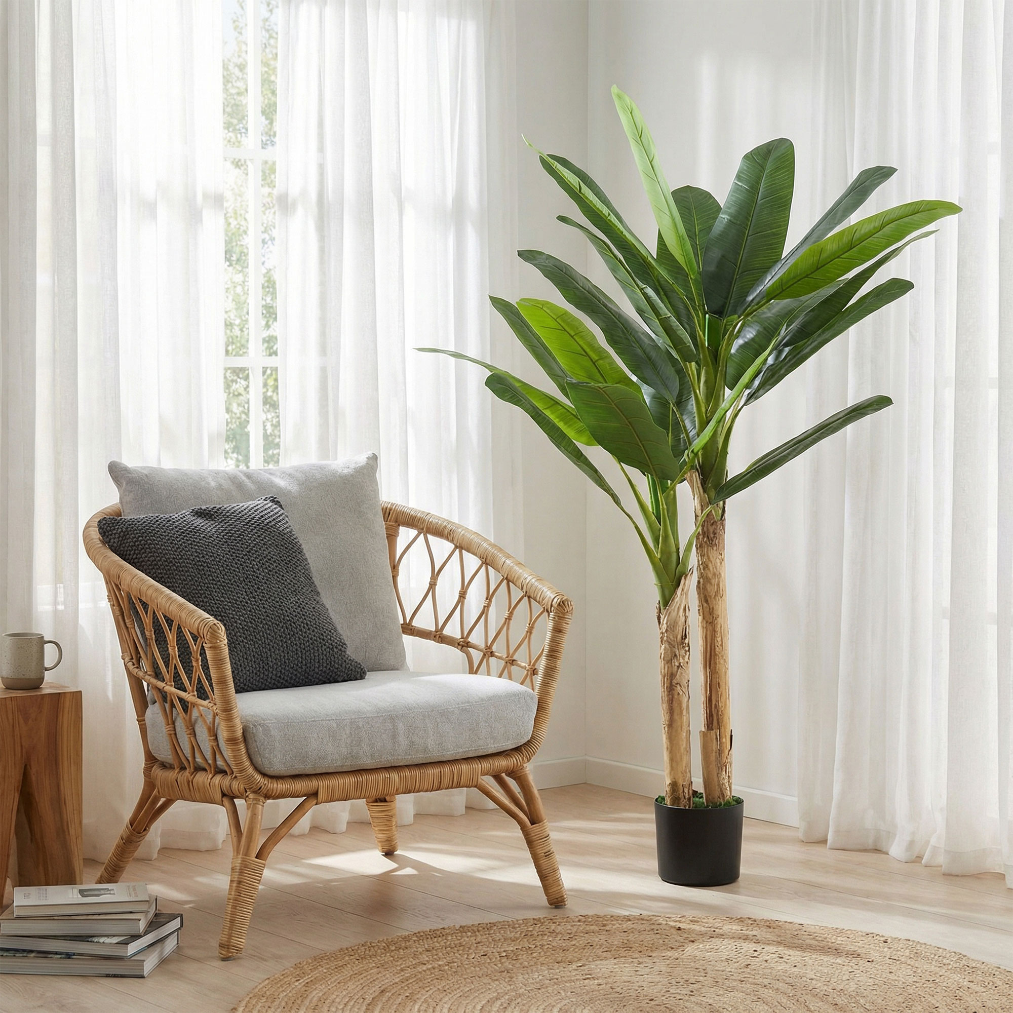 Homcom Albero di Banano Artificiale 150 cm Pianta Artificiale Decorativa con Vaso e 2 Tronchi per Casa Ufficio Soggiorno Verde   Aosom Italy