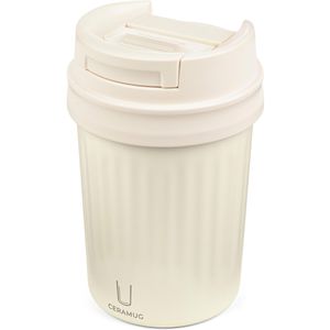 TROIKA Thermobecher Ceramug 300, weiß, hält 6 h warm und 12 h kalt, Edelstahl doppelwandig, 300 ml