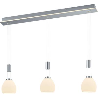 LED Pendelleuchte "SAM", nickelfarben matt, chromfarben abgesetzt, 4, 1 Stk., HELL HÖLLISCH GUTES LICHT, Leuchten, B-Link Fernbedienung, Höhenverstellbar, LED Pendelleuchte
