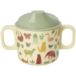 RICE Melamin Babybecher in Crème Sweet Jungle Print, Crème- 250 ml Ø 7 cm, H:6 cm