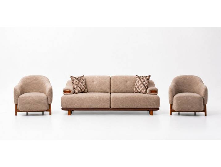 Xlmoebel Polstergarnitur Sofa Sessel Wohnzimmer Hellbraun Modern geräumig komfortabel