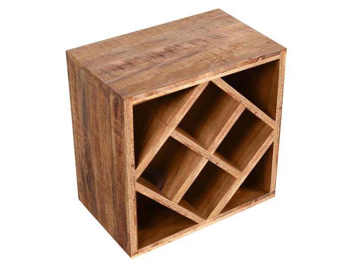 Livetastic Weinregal, Natur, Holz, Mangoholz, massiv, 40x40x25 cm, Küchen, Küchenmöbel, Küchenregale