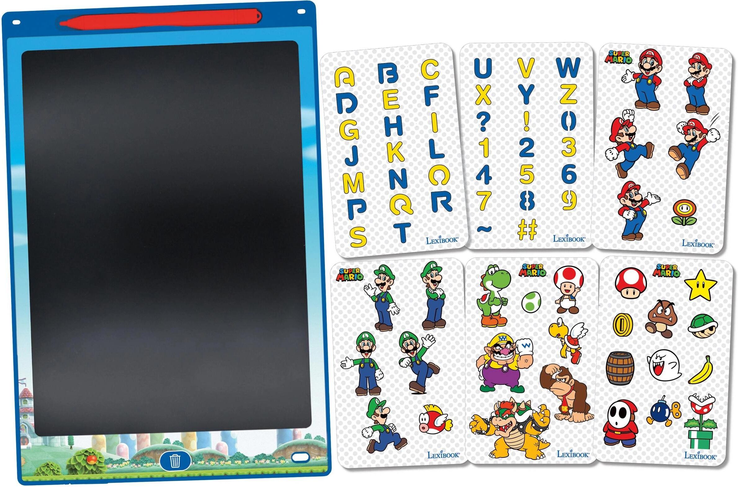 Tafel LEXIBOOK "Bluey 11 Super Mario", Kinder, blau (mehrfarbig), Kunststoff, Tafeln Tafel mehrfarbig Einheitsgröße