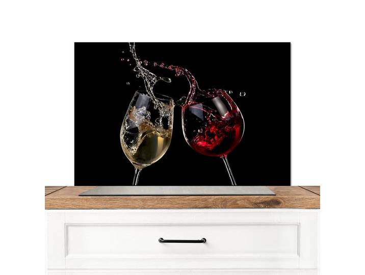 MuchoWow Spritzschutz Küche Rotwein - Weißwein - Glas - Schwarz 90x60 cm, Weinrot, Metall, Rechteckig, 90x0.3x60 cm, rostfrei, Küchenzubehör, Küchenhelfer, Küchenutensilien