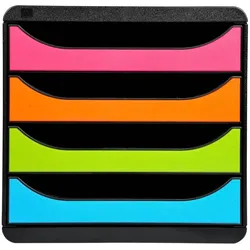 Exacompta 310498D Schubladenbox Big Box, 4 offene Schubladen, Iderama - Regenbogen
