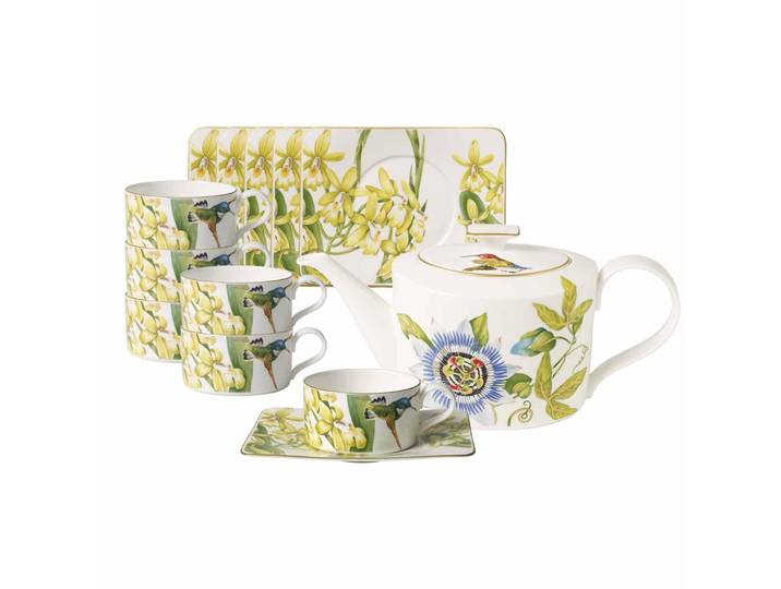 Geschirr-Set VILLEROY & BOCH Tee-Set Amazonia 13er Set bunt , bunt, 13, Porzellan, Geschirr-Sets, Geschirr-Set, Handwäsche wird empfohlen