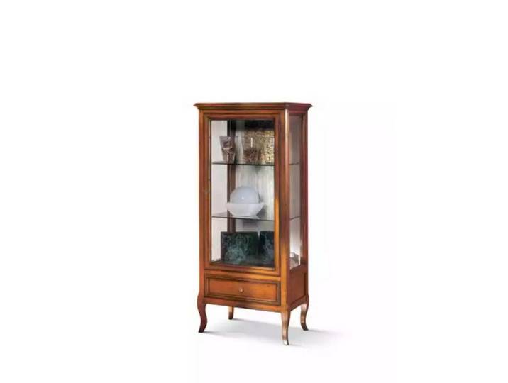 JVmoebel Vitrine Braune Holzvitrine im klassischen Design mit Schublade (1-St., Vitrine) Made in Europa