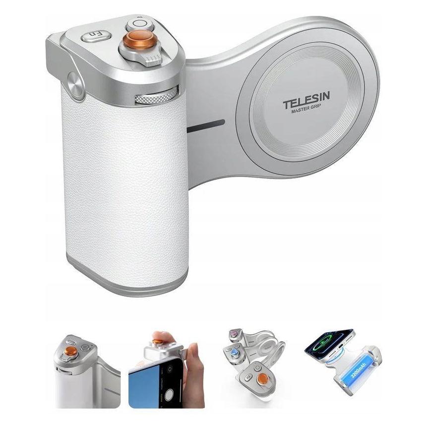 Telesin Uchwyt Grip Magnes Magsafe Pilot Bluetooth + Aku 3200mah Do Telefonu Iphone / P5-mp-003wh (TELESIN)