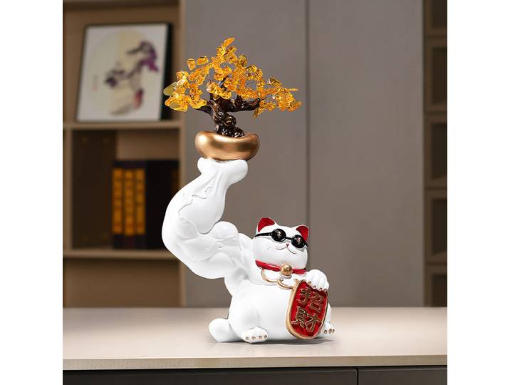 Bras Kirin de luxe créatif, décoration de chat, artisanat en résine, décoration de maison moderne, cadeau d'ouverture de magasin, cadeau de pendaison de crémaillère