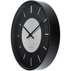 Nextime, Wanduhr, Wanduhr Retro II Ø 25 cm, Schwarz/Silber, Form (25 cm)