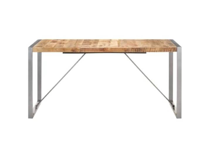 Esstisch 160x80x75 cm Raues Mango-Massivholz Massives Mangoholz, pulverbeschichtete Stahlbeine, industrieller Look, Esszimmer, Küche
