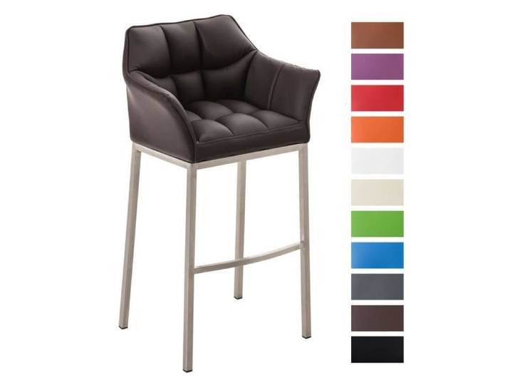-CLP-Tabouret de bar Damaso en similicuir avec piétement quatre pieds-Array