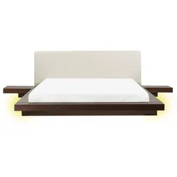 BETT mit LED 160x200 cm Dunkler Holzfarbton Zen