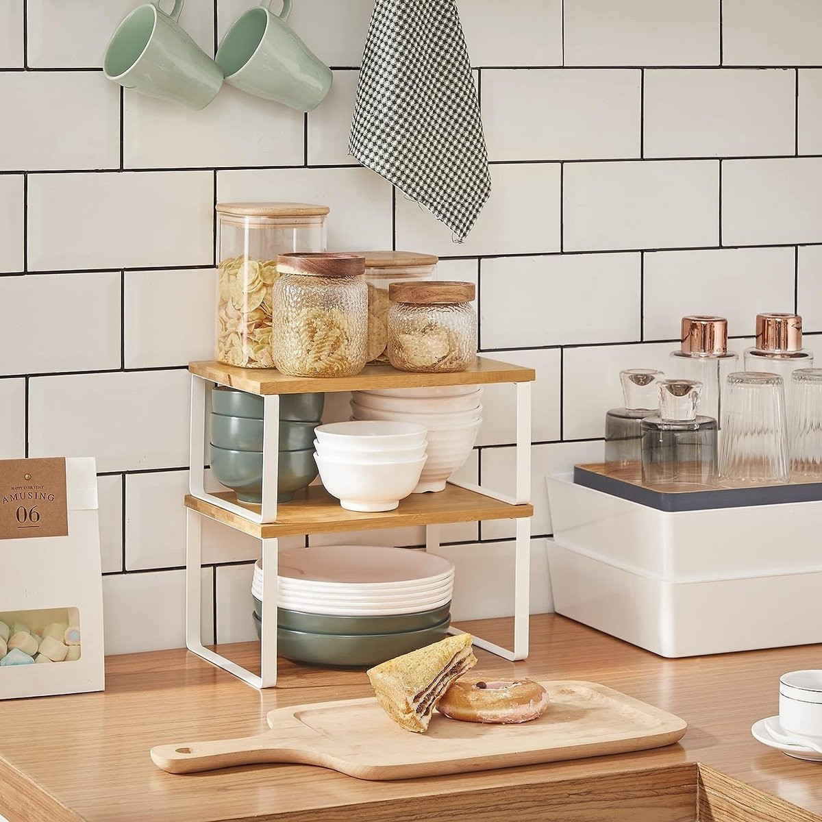 Parya Home kruidenrek set van 2 wit/naturel