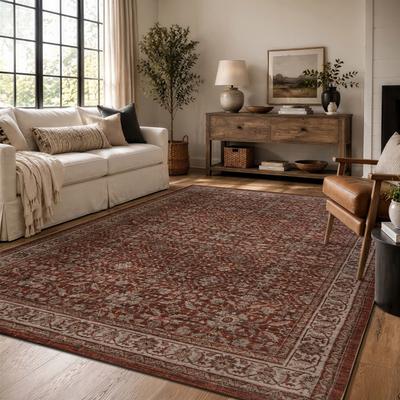 World Rug Gallery Traditional Allover Machine Washable Non-Slip Backing Area Rug