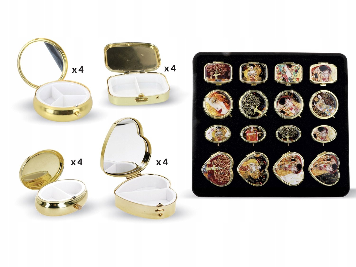 Display met 16 Mix Puzzelstukjes in Gustav Klimt Stijl