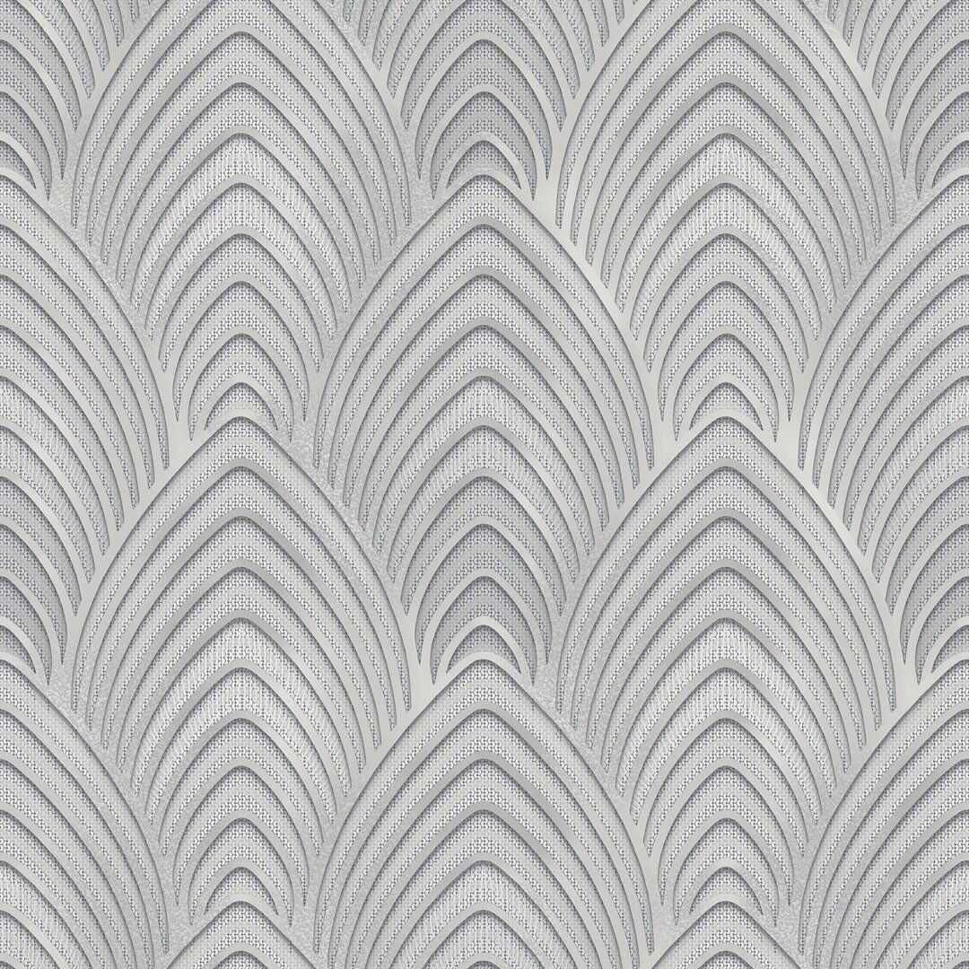 17 Stories Orquidia Galerie Utopia Geometric Arch Array Lustre Finish Wallpaper Roll 10m x 53cm Silver