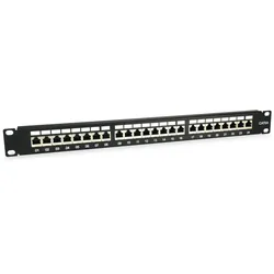 EQUIP Patchpanel Cat6a, geschirmt, 19", schwarz, 24-Port, 1HE