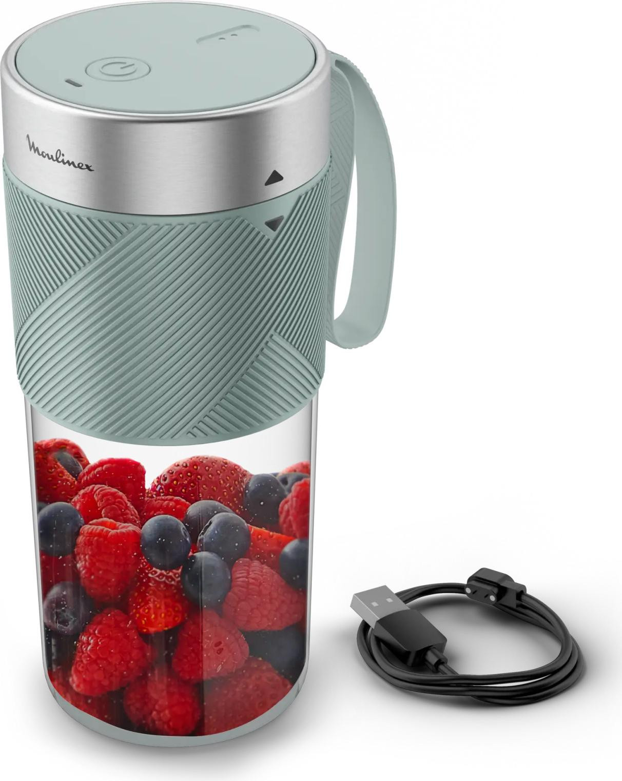 Moulinex Lightmix LM1C0410 Draagbare Blender, 0,3 liter, Grijs/Roestvrij staal/Transparant