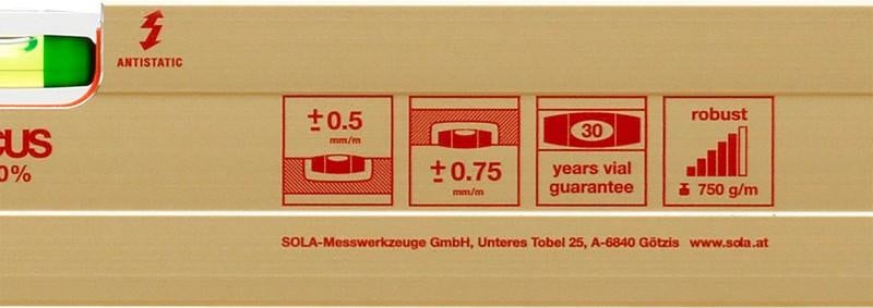 Sola Waterpas AZ 60cm goudkleurig met horizontale en verticale waterpas