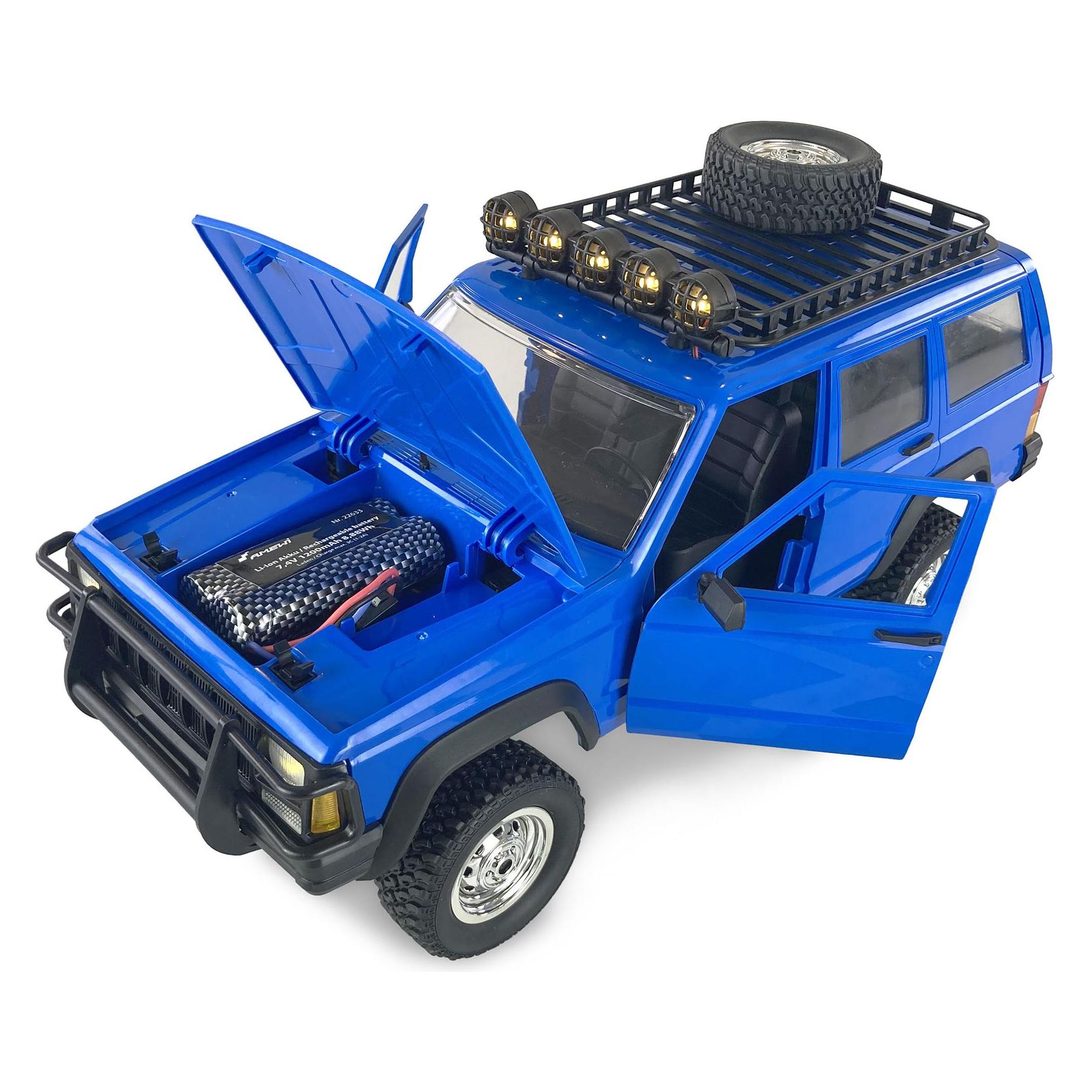 Amewi JC-X12 Scale Blau Brushed 1:12 RC Modellauto Elektro Geländewagen Allradantrieb (4WD) RtR 2,4 (RTR Ready-to-Run) (22633)
