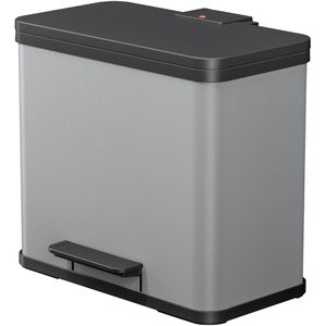 Hailo Mülleimer Öko duo Plus L, silber, aus Metall, 9 und 17 Liter