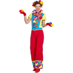 Metamorph Knallbunter Clown Kostüm für Damen (46)