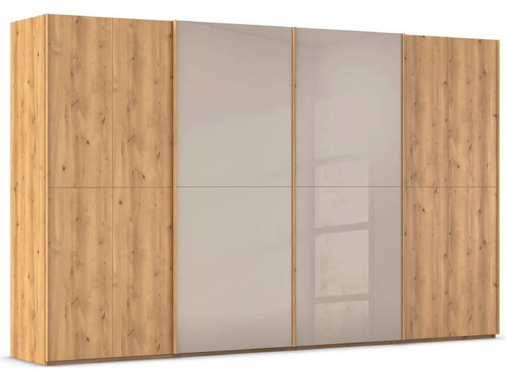 Schwebetürenschrank, Braun, 360x223x68 cm, Holz Teilmassiv, 4 Türen, Modern, Rauch