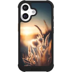 Nivocase Hülle für Apple iPhone 16 Stossfeste Handyhülle NIVOmax Case Schwarz Natur Sonne Pampasgras (Apple iPhone 16), Smartphone Hülle, Schwarz
